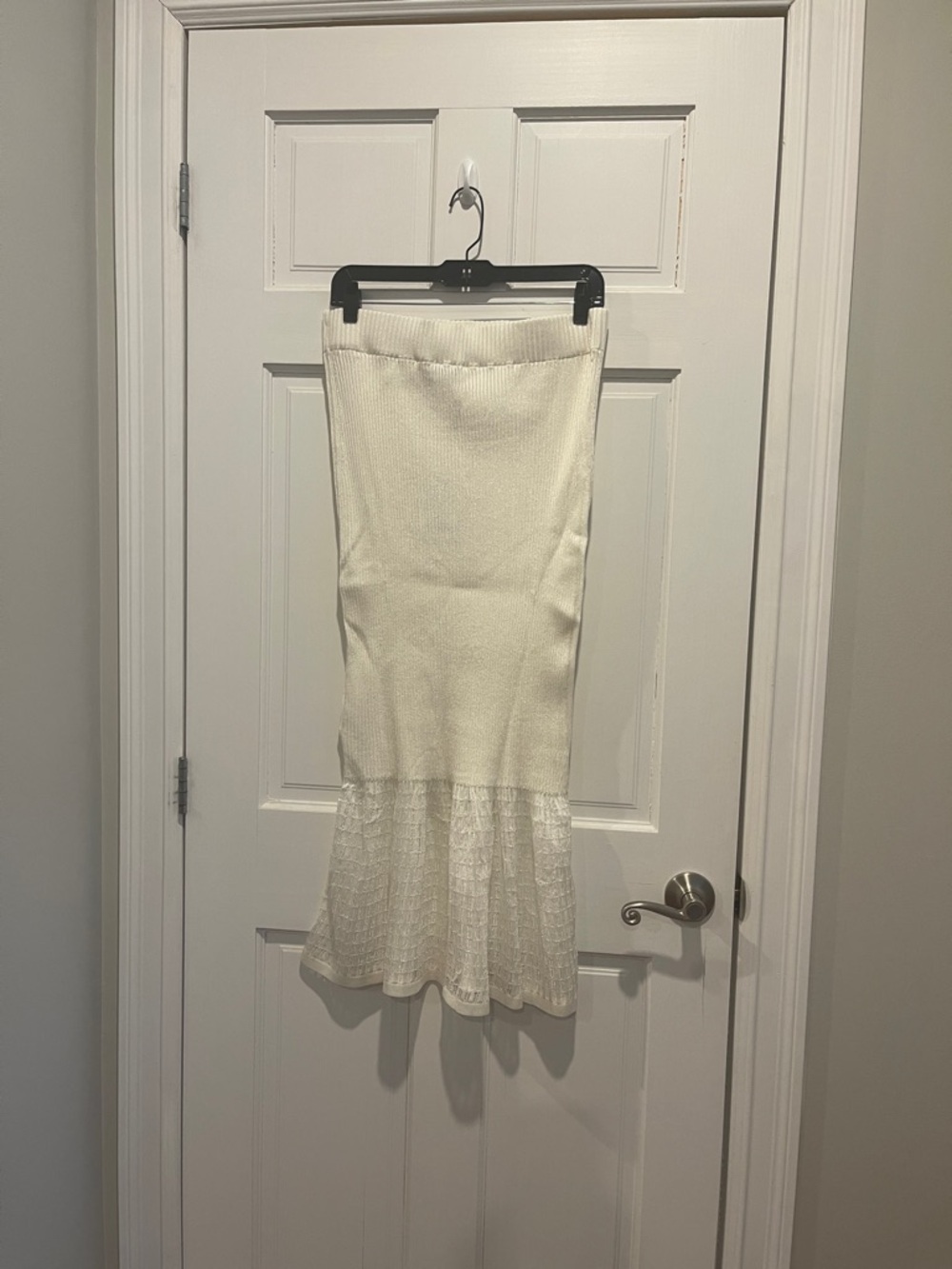 COS Cream Knit Midi Skirt with Flared Hem